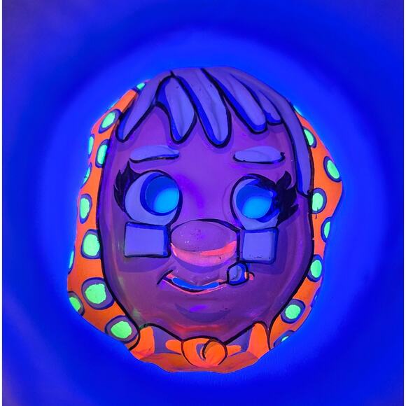 Vintage Vacuform 1960s Halloween Mask Black Light Reactive Old Lady Hag 8 x 6.5 - Picture 1 of 15